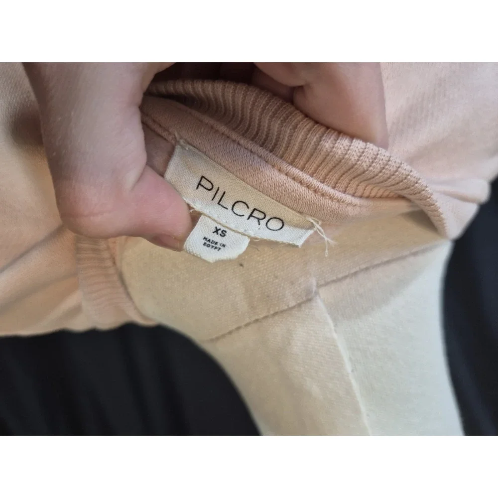 Anthropologie Pilcro Mixed Rib Sweatshirt Neutral Pink XS - Picture 10 of 10